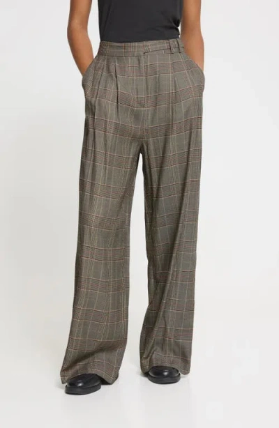 Ichi Ihlaito High Waist Wide Leg Pants In Gray