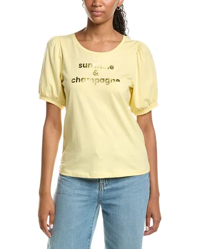 Ichi Ihlamyna Puff Sleeve T-shirt In Yellow