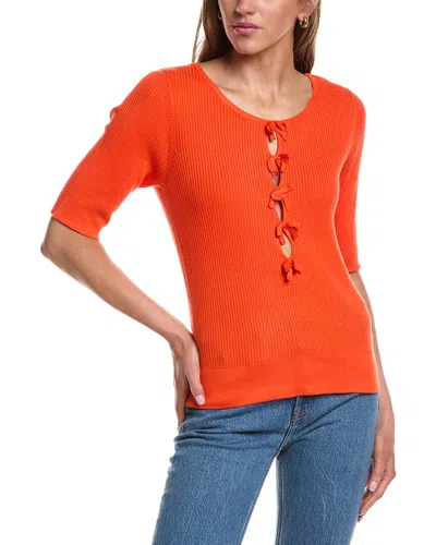 Ichi Ihmafa Boatneck Elbow Sleeve Top In Orange