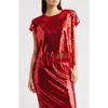 Ichi Ihmollia Sequin Top In Red