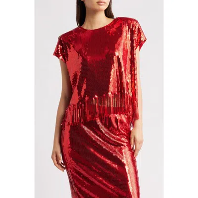 Ichi Ihmollia Sequin Top In Red