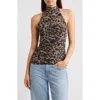 Ichi Ihparda Leopard Print Halter Top In Brown