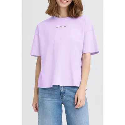 Ichi Ihpetro Boxy Heart Cutout T-shirt In Purple