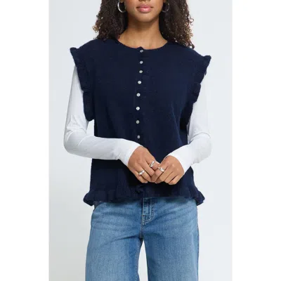 Ichi Ihprovoke Ruffled Sweater Vest In Blue