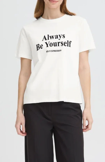 Ichi Ihrubby Be Yourself Cotton Graphic T-shirt In White