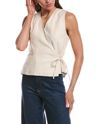 Ichi Ihzahra Sleeveless Linen-blend Wrap Top In Neutral