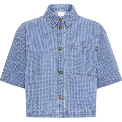 Ichi Isalia Broken Denim Shirt In Blue