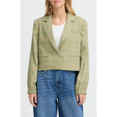 Ichi Joli Crop Blazer In Green