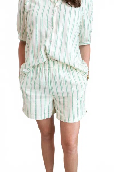 Ichi Jovil Stripe Shorts In Green In Multi