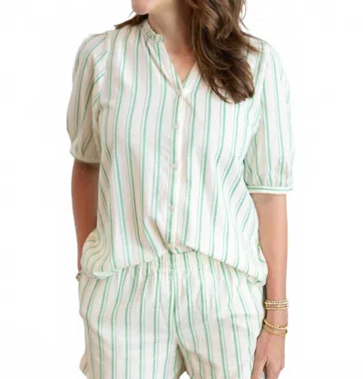 Ichi Jovil Stripe Top In Green In Animal Print