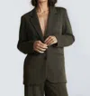 Ichi Kate Jacquard Lizard Blazer In Olive In Green