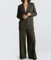 Ichi Kate Jacquard Wide Leg Lizard Pant In Olive In Green
