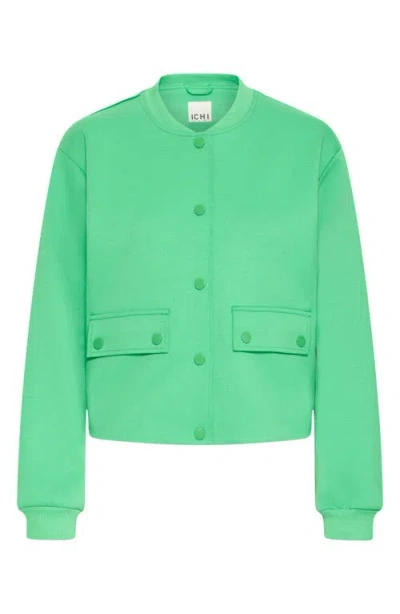 Ichi Kate Knit Bomber Jacket In Green