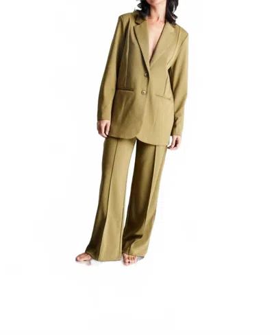 Ichi Kate Office Wide Leg Trouser In Lizard In Green
