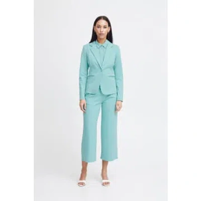 Ichi Kate Sus Wide Leg Cropped Trousers-nile Blue-20116301