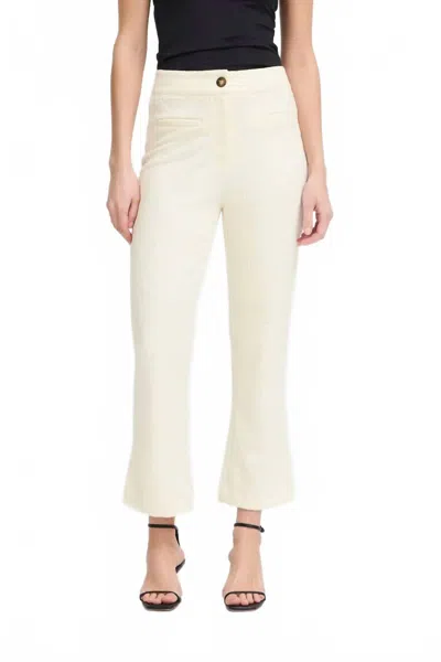 Ichi Kate Textured Crop Trouser In Bone In Neutral