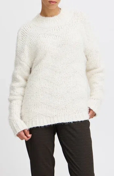 Ichi Knit Mock Neck Sweater In Brown