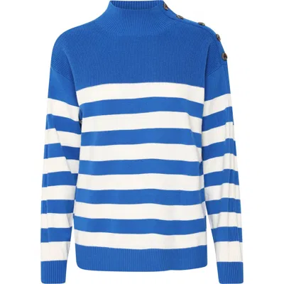 Ichi Knit Stripe Sweater In Turkish Sea