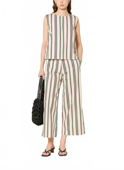 Ichi Leanna Blouse Top In Multi Stripe In Neutral