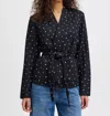 Ichi Lenarda Quilted Belted Jacket In Black In Multi