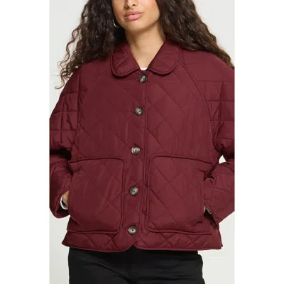 Ichi Light Quilted Jacket In Burgundy