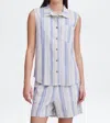 Ichi Lino Top In Cashmere Blue In Blue