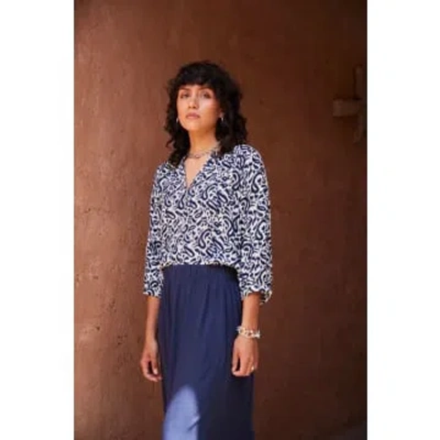 Ichi Marrakech Aop Shirt-total Eclipse Paisley-20120862 In Blue