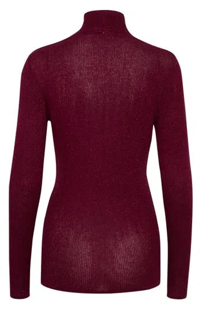 Ichi Mock Neck Rib Top In Fig