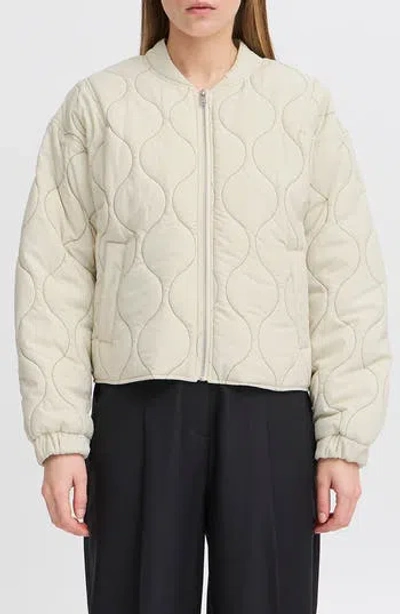 Ichi Onion Bulb Quilt Bomber Jacket In Almond Milk