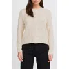 Ichi Open Knit Cotton Cardigan In Birch