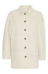 Ichi Oversize Canvas Jacket In Almond Milk