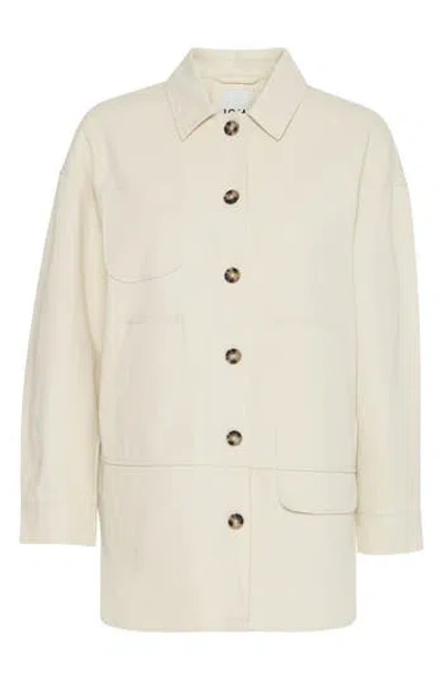 Ichi Oversize Canvas Jacket In Almond Milk
