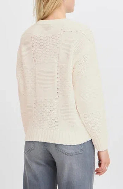 Ichi Patchwork Knit Pullover Sweater In Turkish Sea