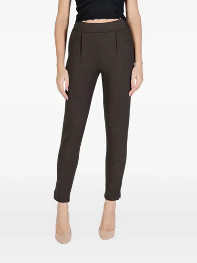 Ichi Pocket Pleated Trousers In Brown