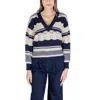 Ichi Blue Recycled Polyester Sweater In Blue