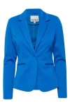 Ichi Regular Notch Lapel Ponte Blazer In Blue