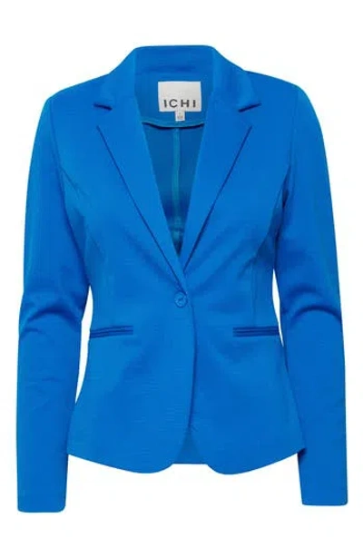Ichi Regular Notch Lapel Ponte Blazer In Blue