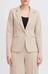 Ichi Regular Notch Lapel Ponte Blazer In Brown