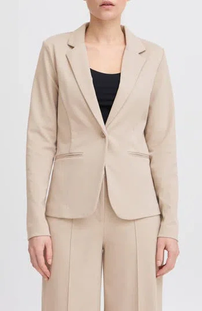 Ichi Regular Notch Lapel Ponte Blazer In Brown