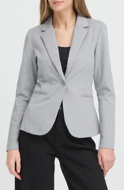 Ichi Regular Notch Lapel Ponte Blazer In Gray