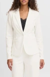 Ichi Regular Notch Lapel Ponte Blazer In White