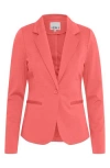 Ichi Regular Notch Lapel Ponte Blazer In Orange