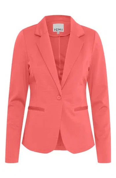 Ichi Regular Notch Lapel Ponte Blazer In Orange