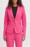 Ichi Regular Notch Lapel Ponte Blazer In Pink