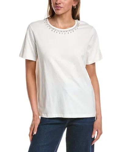 Ichi Runela Embellished Neck T-shirt In White