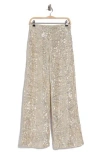 Ichi Sequin Wide Leg Pants In Frosted Almond