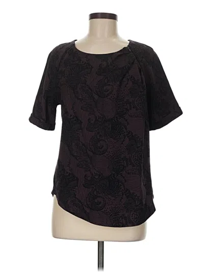 Pre-owned Ichi Short Sleeve Blouse In Burgundy