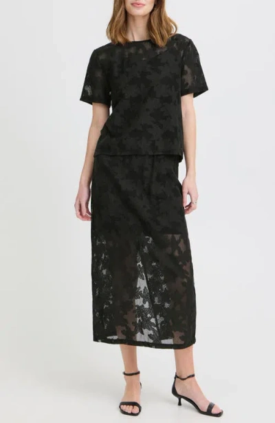 Ichi Short Sleeve Lace Shirt In Black