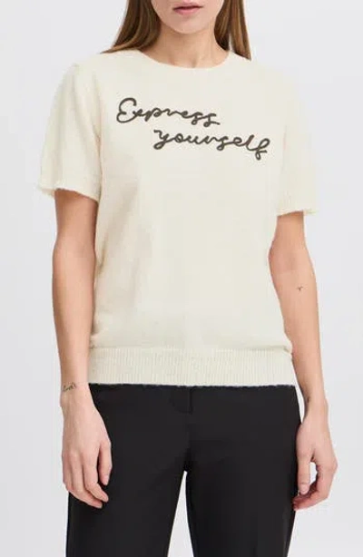 Ichi Short Sleeve Sweater In Brown