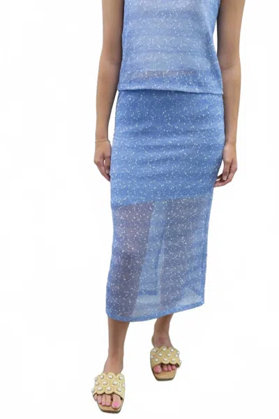 Ichi Sophie Shimmer Knit Skirt In Blue